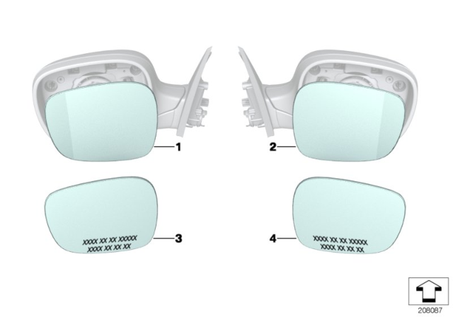 2008 BMW X3 Mirror Glas, Wide-Angle, Right Diagram for 51163454948
