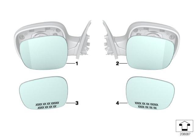 2008 BMW X3 Mirror Glas, Wide-Angle, Left Diagram for 51163454947