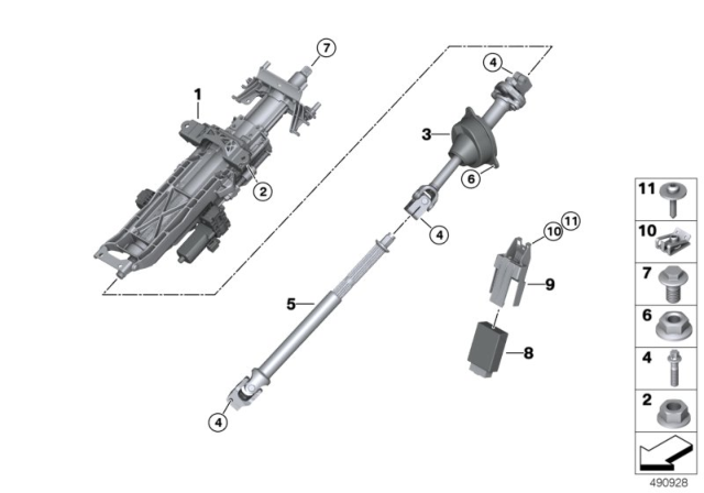 2020 BMW X6 Add-On Parts, Electrical Steering Column Adjusting Diagram