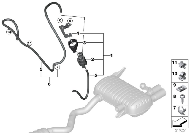 2011 BMW 335i xDrive Vacuum Control, Exhaust Flap Diagram
