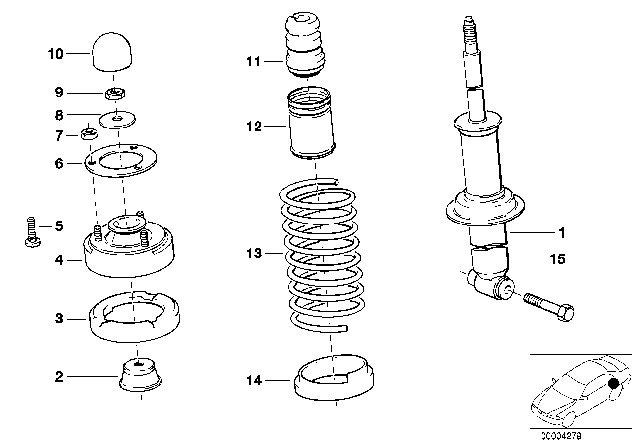 1990 BMW 525i Rear M Techn.Sports Chassis Spring Strut Diagram