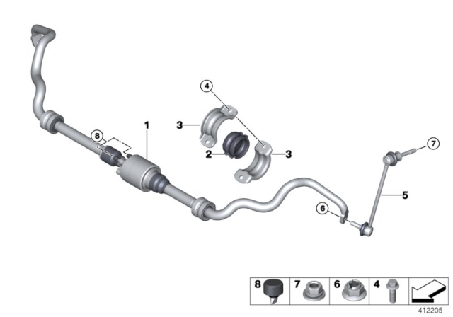 2014 BMW X6 Front Stabilizer Bar / Dynamic Drive Diagram
