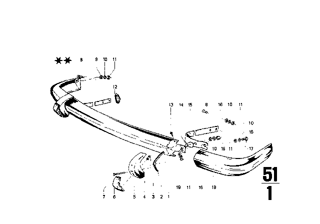 1971 BMW 2002 Bumper, Front Diagram 1