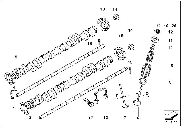 2006 BMW M3 Valve Timing Gear, Camshaft Diagram