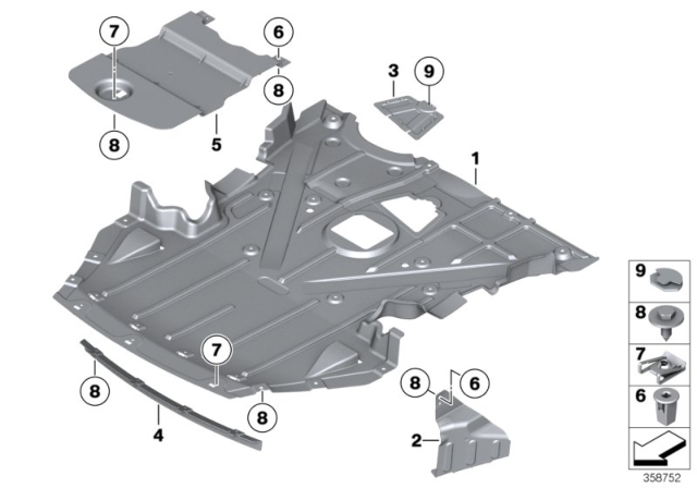 2013 BMW Z4 Underbonnet Screen, Right Diagram for 51757191028