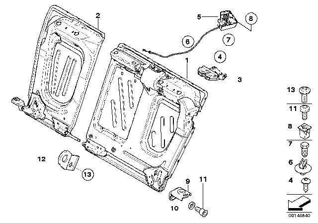 2008 BMW 328i Seat, Rear, Seat Frame Diagram