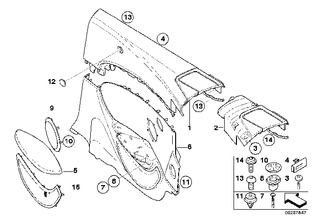 2008 BMW 650i Lateral Trim Panel Top Rear Right Diagram for 51439155458