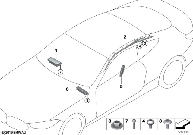 2020 BMW 840i HEAD AIRBAG, RIGHT Diagram for 72127427114