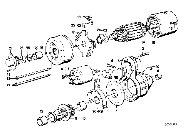 1985 BMW 318i Starter Parts Diagram