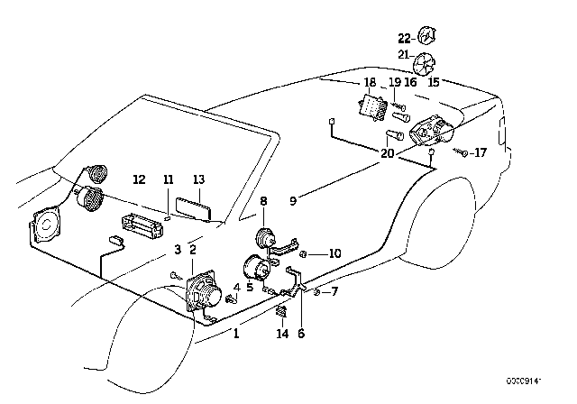 1999 BMW M3 Single Components HIFI System Diagram