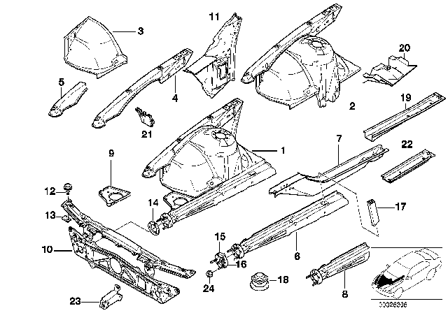 1997 BMW 750iL Section Of Left Engine Support Diagram for 41118170455