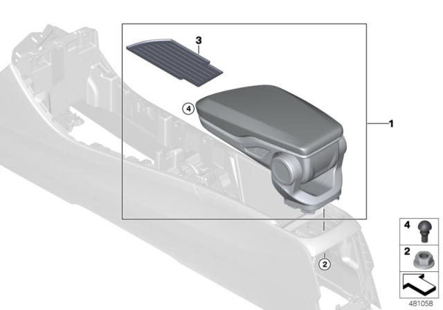 2018 BMW X2 Armrest, Centre Console Diagram