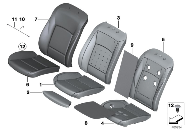 2015 BMW 535i xDrive Cover For Comfort Backrest,Leather Right Diagram for 52107349832
