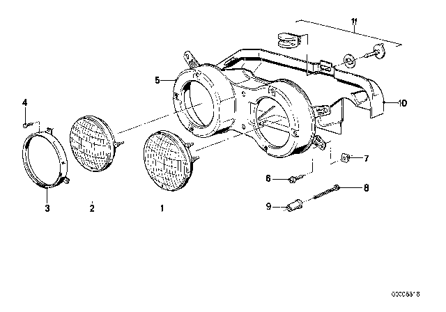 1983 BMW 733i Single Components For Headlight Diagram
