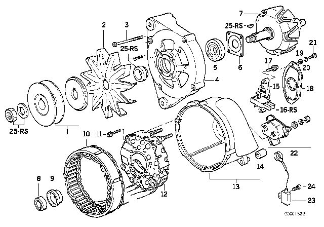 1989 BMW 535i Alternator, Individual Parts Diagram