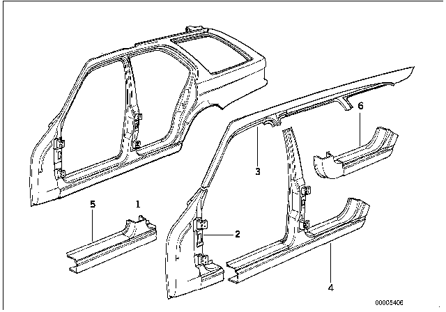 1993 BMW 525iT Side Frame Diagram