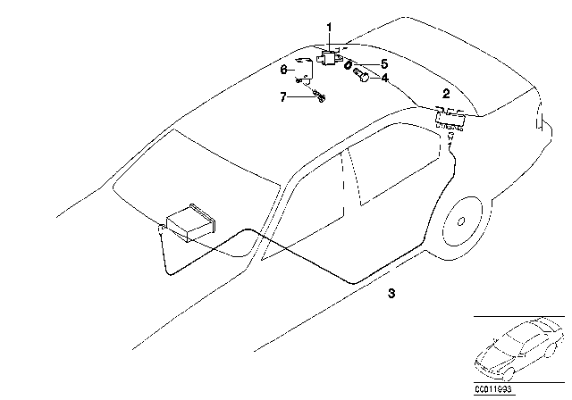 2001 BMW 540i Single Parts For Rear Window Antenna Diagram