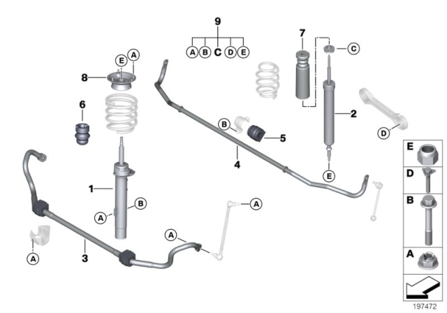 2009 BMW 328i Single Parts, M Sport Suspension Diagram
