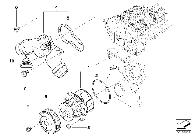 1999 BMW Z3 Water Pump Diagram for 11517527910