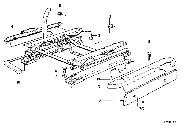 1988 BMW 535i Front Seat - Vertical Seat Adjuster Diagram