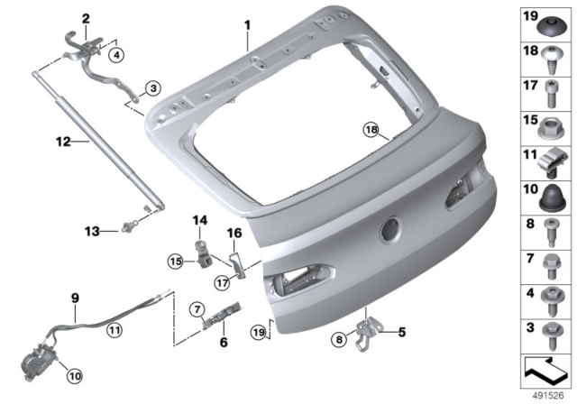 2019 BMW X4 Trunk Lid Diagram for 41007486250