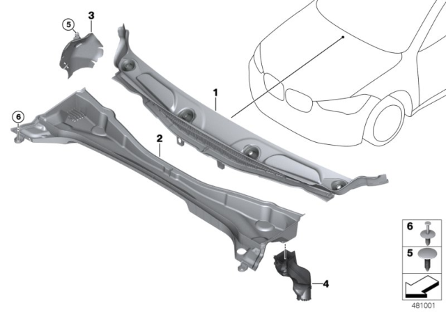 2018 BMW X2 Trim Panel, Cowl Panel Diagram