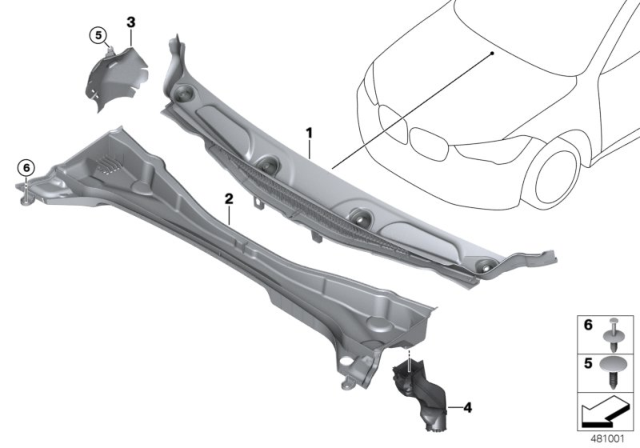 2019 BMW X2 Cover, Cowl Panel, Part 1 Diagram for 51717429610