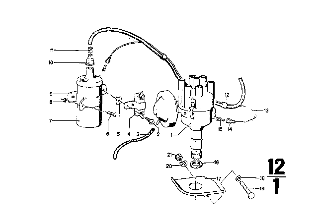 1971 BMW 3.0CS Ignition Coil / Spark Plug Connector / Spark Plug Diagram