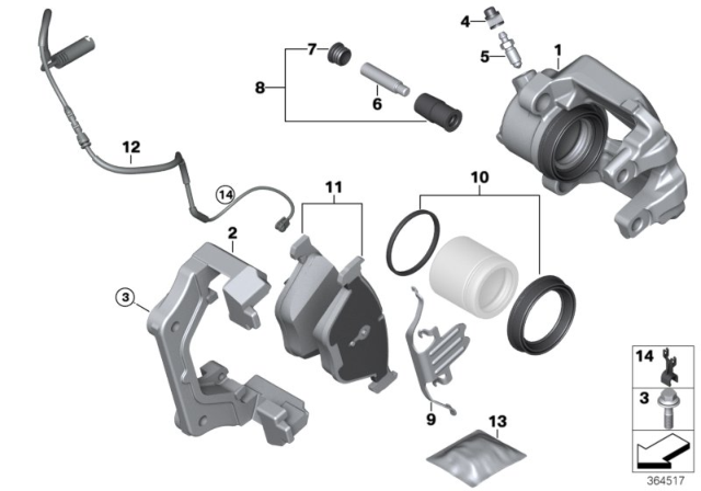 2016 BMW X4 Disc Brake Pad Repair Kit Diagram for 34116877653
