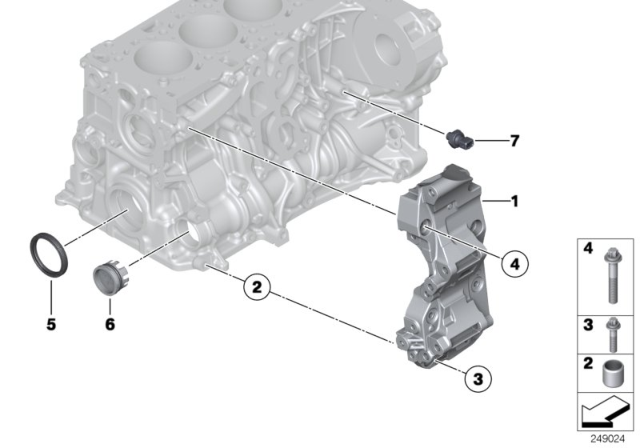 2016 BMW 328d xDrive Engine Block & Mounting Parts Diagram 2