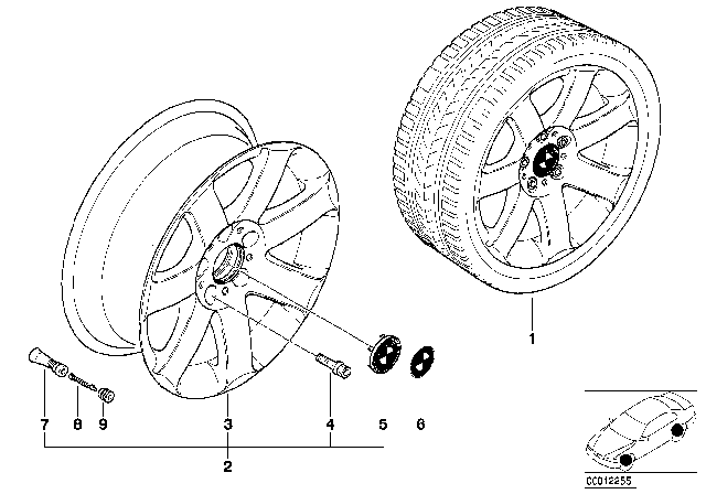 2003 BMW 325Ci BMW Light Alloy Wheel Star Spokes Diagram 2