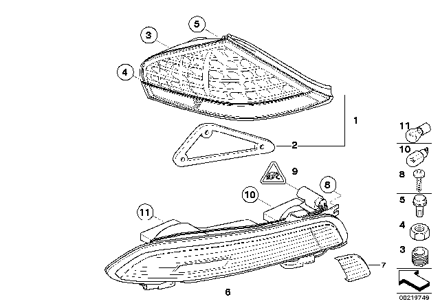 2008 BMW 650i Tail Light, Right Diagram for 63217177070