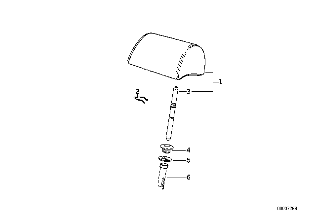 1994 BMW 530i Headrest, Rear Diagram