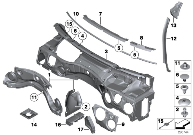 2015 BMW X1 Sound Insulation Set Front-/Partit. Wall Diagram for 51487133592