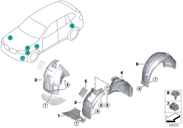 2019 BMW X3 Wheel Arch Trim Diagram