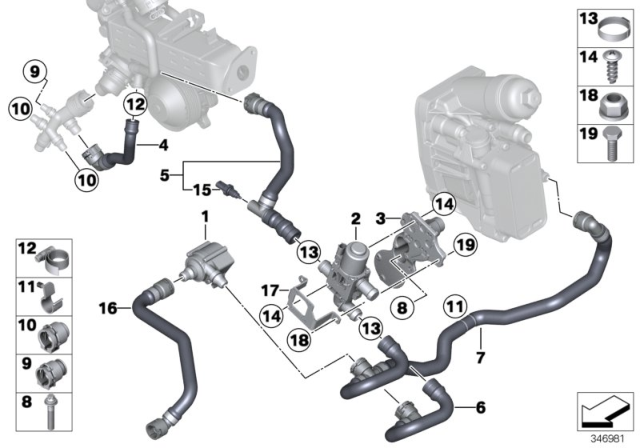 2017 BMW X3 Engine Coolant Hose Diagram for 11538514234