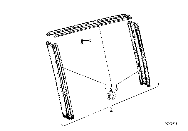 1978 BMW 530i Left One-Piece Window Guide Diagram for 51321852227