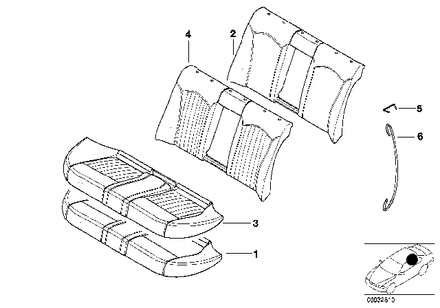 2003 BMW M5 Pad Seat Rear Diagram for 52202498748