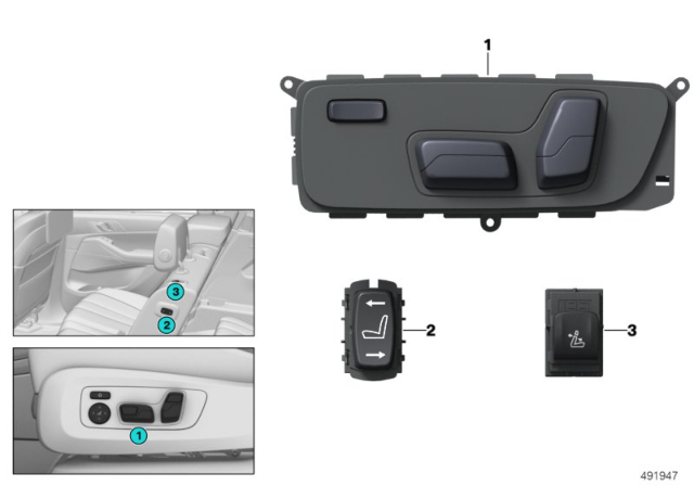 2019 BMW X7 Switch Seat Adjustment 2Nd-Row Seating Diagram