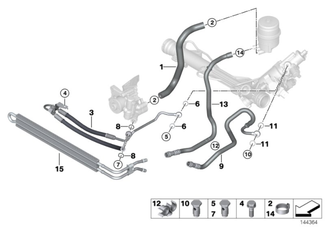 2011 BMW 128i Power Steering / Oil Pipe Diagram