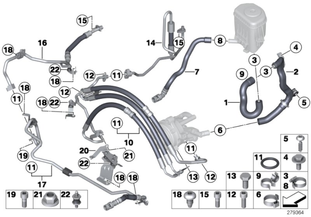 2010 BMW 550i Power Steering / Oil Pipe Diagram 2