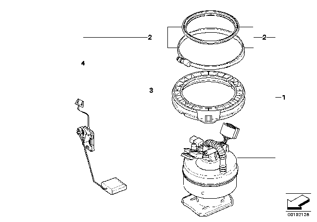 2011 BMW 328i Fuel Filter / Pump / Fuel Level Sensor Diagram