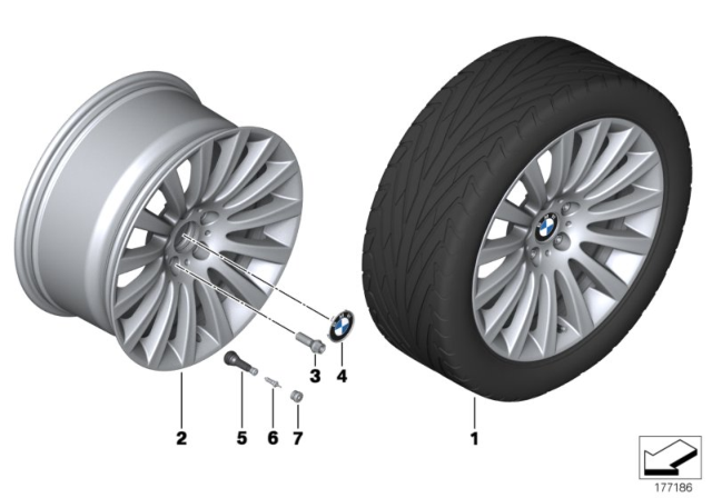 2014 BMW 750Li BMW LA Wheel, Multi-Spoke Diagram 3