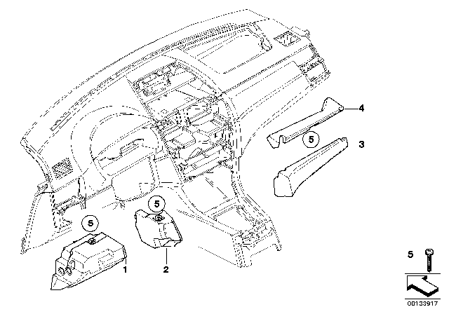 2005 BMW X3 Knee Protection Driver'S Side, Right Diagram for 51453330842