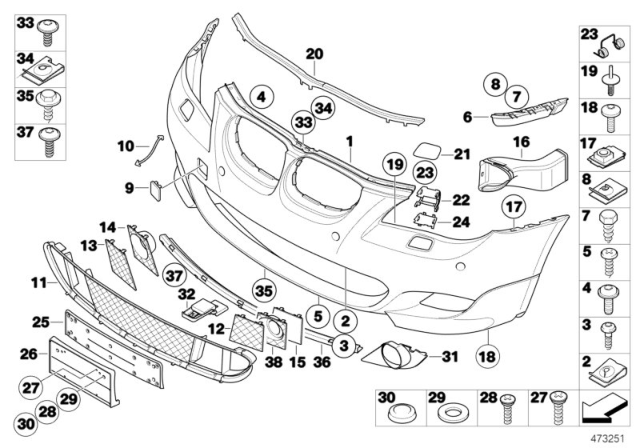 2009 BMW 535i M Trim Panel, Front Diagram