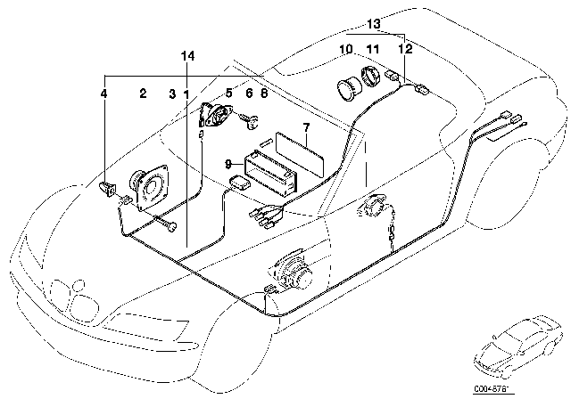 2002 BMW Z3 M Audio Wiring Harness Stereo Diagram for 61108407930