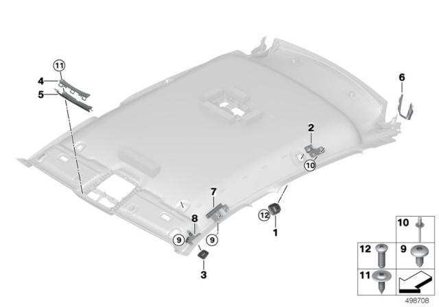2019 BMW X4 Mounting Parts, Roofliner Diagram