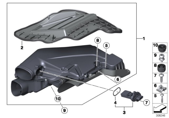2013 BMW X5 Intake Silencer / Filter Cartridge Diagram