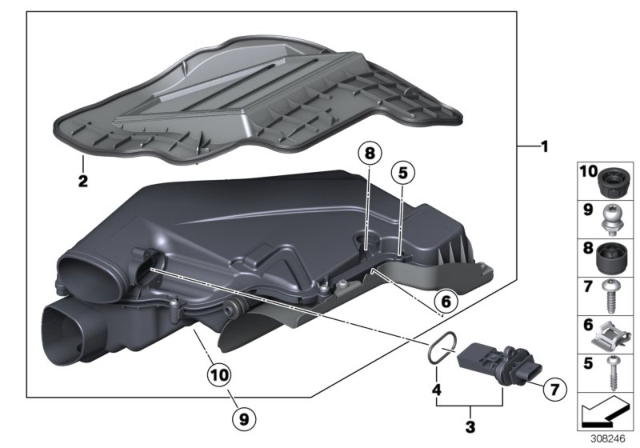 2012 BMW 750i Intake Silencer / Filter Cartridge Diagram