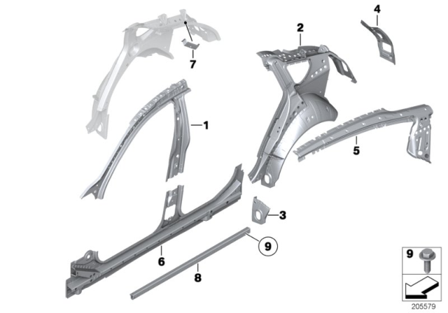 2016 BMW 550i GT xDrive Body-Side Frame Diagram